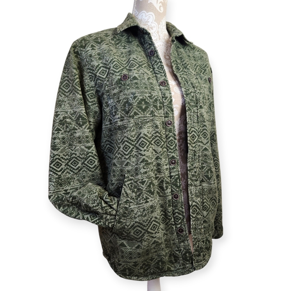 Red Camel Forrest Green Granola Gorpcore Sherpa Lined Heavy Shirt/Jacket Size M